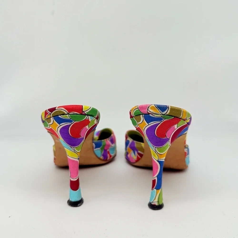 Manolo Blahnik Blue Green Multicolor Atomica Turquoise Buckle Mule pumps EU 37